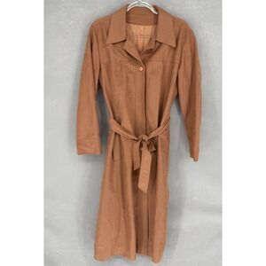 Vintage Puget Sounder‎ Coat Womens Medium Tan Belted All Weather Trench 70s Soft
